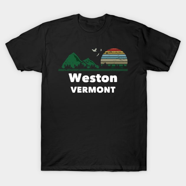 Mountain Sunset Flying Birds Outdoor Weston Vermont T-Shirt by greenrepublicmerch